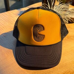 Yellow and Navy Trucker Hat with C Logo